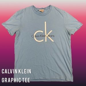 Calvin Klein Jeans Light Blue Graphic Tee Men's Size Medium